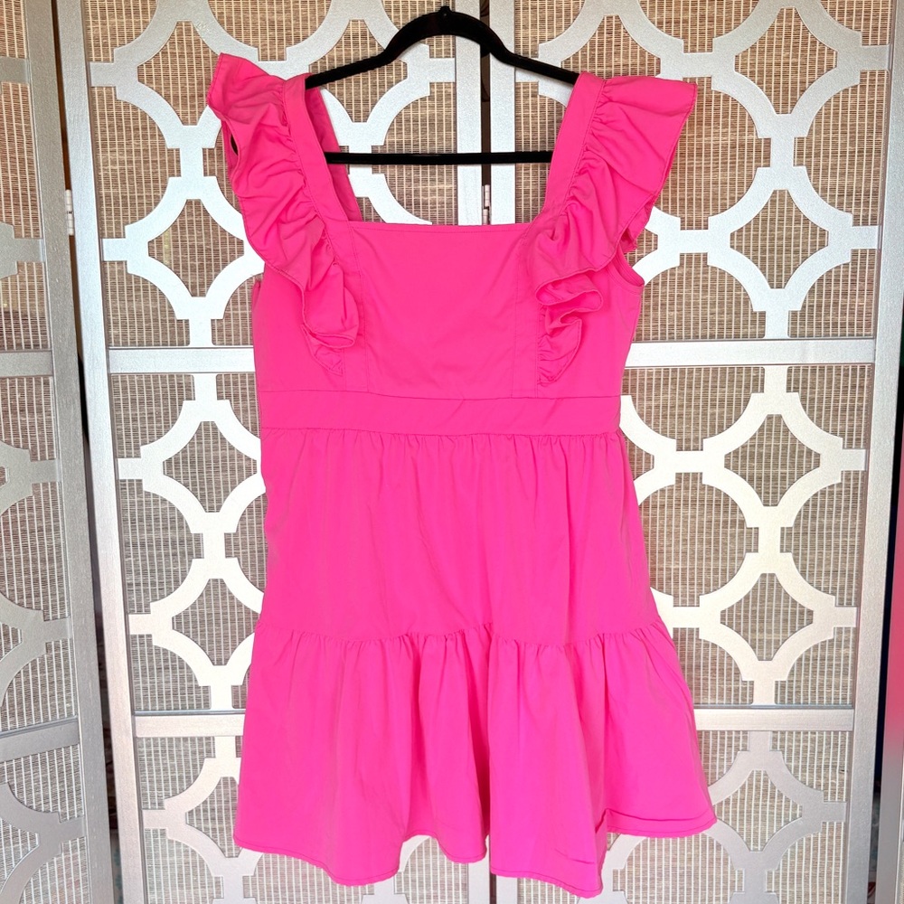 SHEIN Vibrant Pink Ruffled Dress